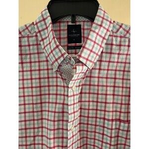 Tailorbyrd Men's Plaid Short Sleeve Button Up Shirt XL Slim Preppy Pink Lavender
